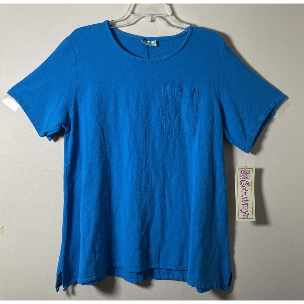 Cottonways Lauri Marina Teal Gauze Pullover Boxy Shirt Size 2 NWT Tropical Light
